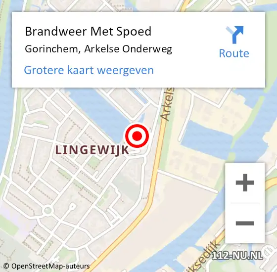 Locatie op kaart van de 112 melding: Brandweer Met Spoed Naar Gorinchem, Arkelse Onderweg op 21 december 2023 12:53