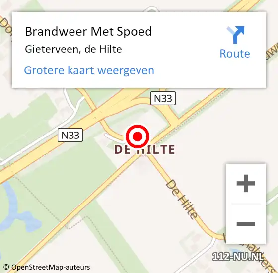 Locatie op kaart van de 112 melding: Brandweer Met Spoed Naar Gieterveen, de Hilte op 21 december 2023 12:59