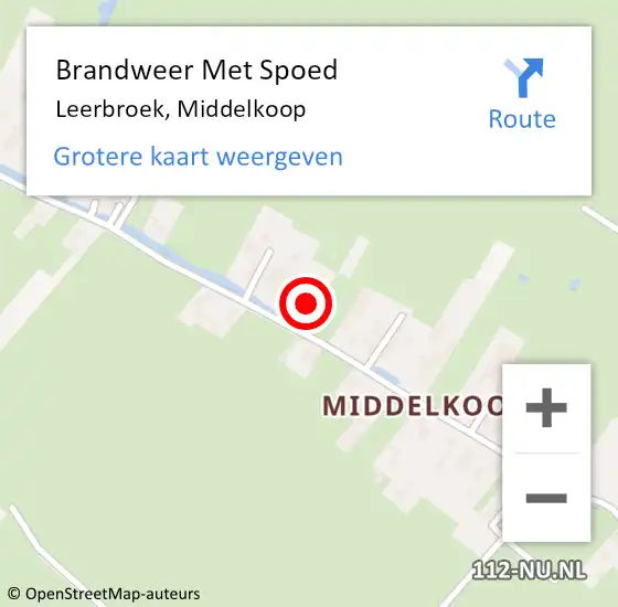 Locatie op kaart van de 112 melding: Brandweer Met Spoed Naar Leerbroek, Middelkoop op 21 december 2023 12:59
