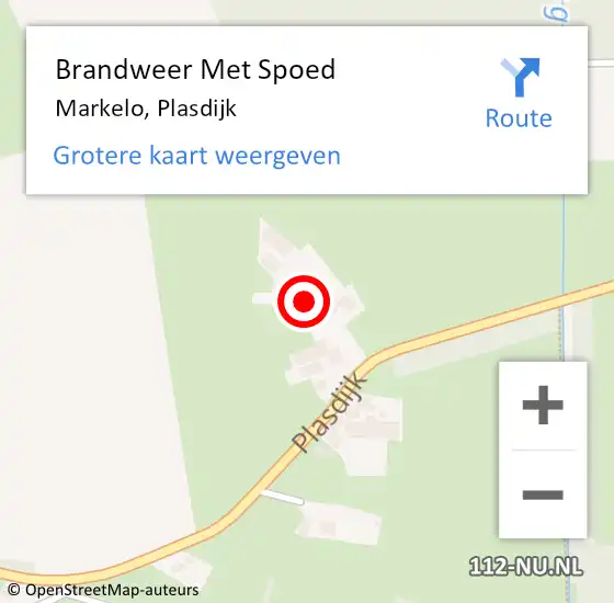 Locatie op kaart van de 112 melding: Brandweer Met Spoed Naar Markelo, Plasdijk op 21 december 2023 13:11