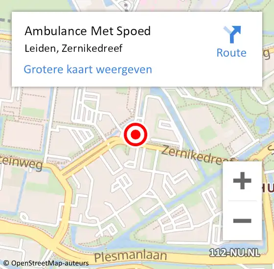 Locatie op kaart van de 112 melding: Ambulance Met Spoed Naar Leiden, Zernikedreef op 21 december 2023 13:11
