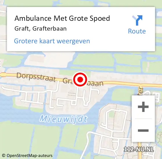 Locatie op kaart van de 112 melding: Ambulance Met Grote Spoed Naar Graft, Grafterbaan op 21 december 2023 13:14