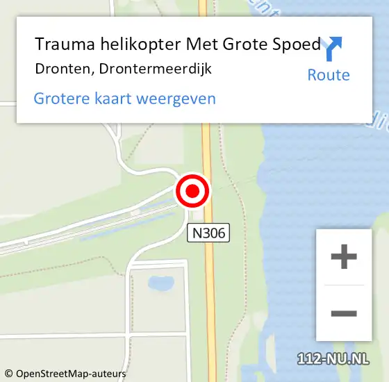 Locatie op kaart van de 112 melding: Trauma helikopter Met Grote Spoed Naar Dronten, Drontermeerdijk op 21 december 2023 13:20