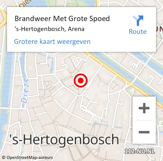 Locatie op kaart van de 112 melding: Brandweer Met Grote Spoed Naar 's-Hertogenbosch, Arena op 21 december 2023 14:00