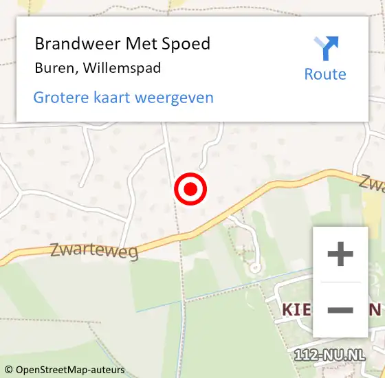 Locatie op kaart van de 112 melding: Brandweer Met Spoed Naar Buren, Willemspad op 21 december 2023 14:08