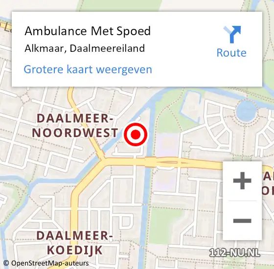 Locatie op kaart van de 112 melding: Ambulance Met Spoed Naar Alkmaar, Daalmeereiland op 21 december 2023 14:16