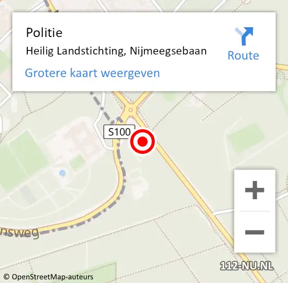Locatie op kaart van de 112 melding: Politie Heilig Landstichting, Nijmeegsebaan op 21 december 2023 14:20