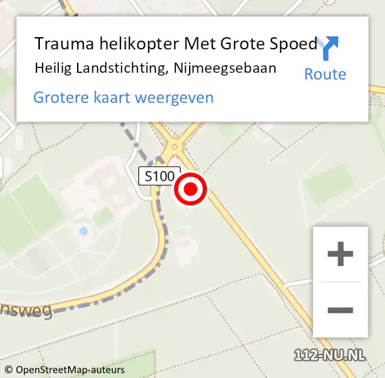 Locatie op kaart van de 112 melding: Trauma helikopter Met Grote Spoed Naar Heilig Landstichting, Nijmeegsebaan op 21 december 2023 14:24
