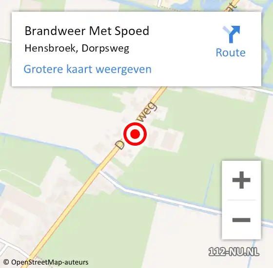Locatie op kaart van de 112 melding: Brandweer Met Spoed Naar Hensbroek, Dorpsweg op 21 december 2023 14:35
