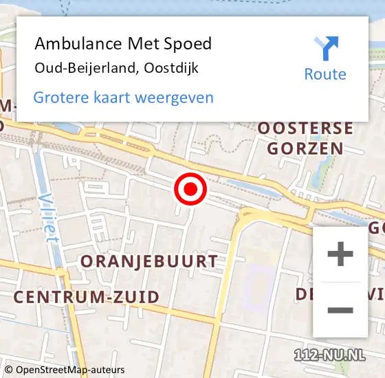 Locatie op kaart van de 112 melding: Ambulance Met Spoed Naar Oud-Beijerland, Oostdijk op 21 december 2023 14:40