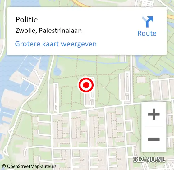Locatie op kaart van de 112 melding: Politie Zwolle, Palestrinalaan op 21 december 2023 15:23