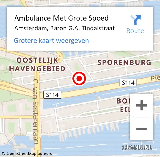 Locatie op kaart van de 112 melding: Ambulance Met Grote Spoed Naar Amsterdam, Baron G.A. Tindalstraat op 21 december 2023 15:56