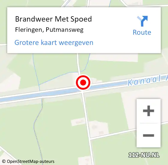 Locatie op kaart van de 112 melding: Brandweer Met Spoed Naar Fleringen, Putmansweg op 21 december 2023 16:13