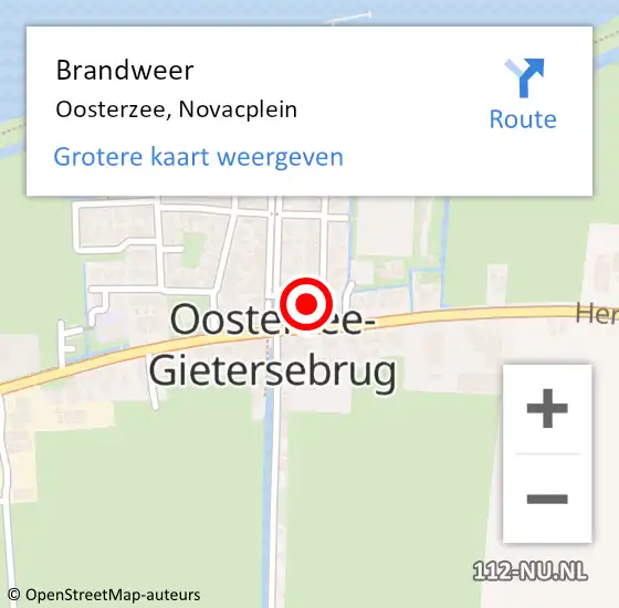 Locatie op kaart van de 112 melding: Brandweer Oosterzee, Novacplein op 21 december 2023 16:22
