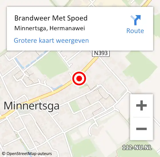 Locatie op kaart van de 112 melding: Brandweer Met Spoed Naar Minnertsga, Hermanawei op 21 december 2023 16:24