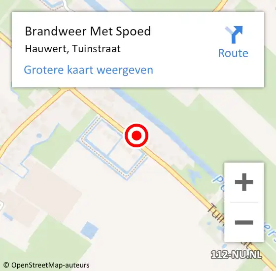 Locatie op kaart van de 112 melding: Brandweer Met Spoed Naar Hauwert, Tuinstraat op 21 december 2023 16:33
