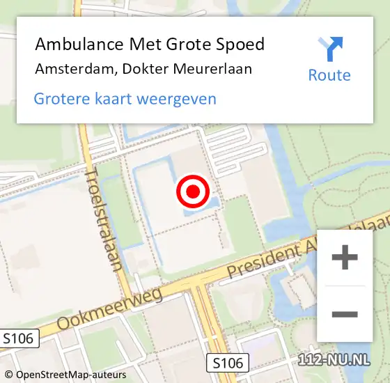 Locatie op kaart van de 112 melding: Ambulance Met Grote Spoed Naar Amsterdam, Dokter Meurerlaan op 21 december 2023 16:38
