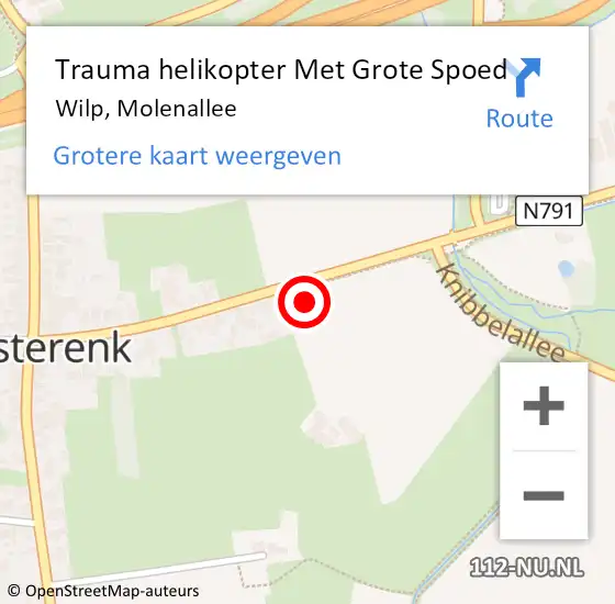 Locatie op kaart van de 112 melding: Trauma helikopter Met Grote Spoed Naar Wilp, Molenallee op 21 december 2023 16:43