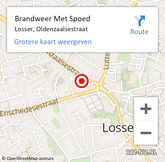 Locatie op kaart van de 112 melding: Brandweer Met Spoed Naar Losser, Oldenzaalsestraat op 21 december 2023 16:54