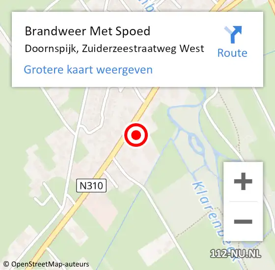 Locatie op kaart van de 112 melding: Brandweer Met Spoed Naar Doornspijk, Zuiderzeestraatweg West op 21 december 2023 16:59