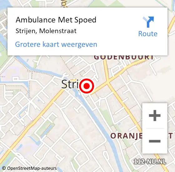 Locatie op kaart van de 112 melding: Ambulance Met Spoed Naar Strijen, Molenstraat op 21 december 2023 17:00
