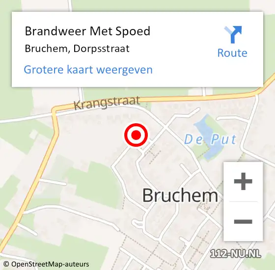 Locatie op kaart van de 112 melding: Brandweer Met Spoed Naar Bruchem, Dorpsstraat op 21 december 2023 17:20