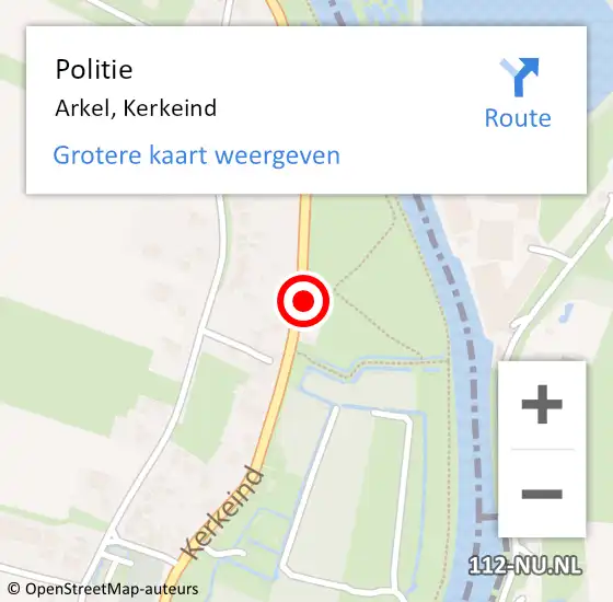 Locatie op kaart van de 112 melding: Politie Arkel, Kerkeind op 21 december 2023 17:31