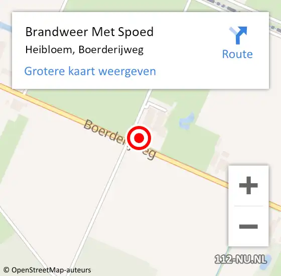 Locatie op kaart van de 112 melding: Brandweer Met Spoed Naar Heibloem, Boerderijweg op 21 december 2023 17:51