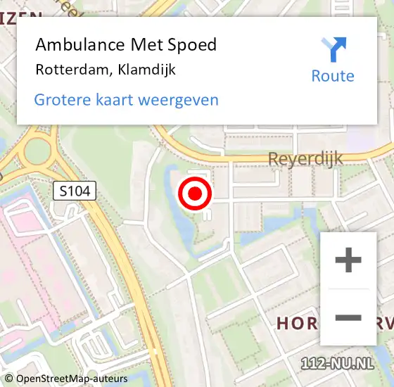 Locatie op kaart van de 112 melding: Ambulance Met Spoed Naar Rotterdam, Klamdijk op 21 december 2023 17:59