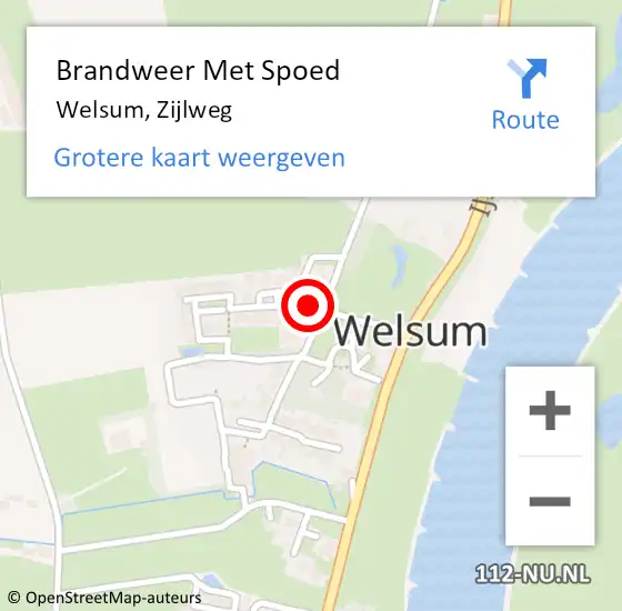 Locatie op kaart van de 112 melding: Brandweer Met Spoed Naar Welsum, Zijlweg op 21 december 2023 18:10
