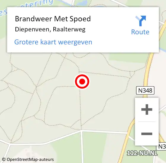 Locatie op kaart van de 112 melding: Brandweer Met Spoed Naar Diepenveen, Raalterweg op 21 december 2023 18:24