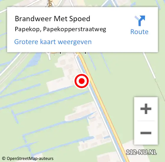 Locatie op kaart van de 112 melding: Brandweer Met Spoed Naar Papekop, Papekopperstraatweg op 21 december 2023 18:42