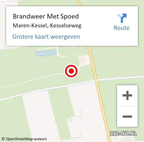 Locatie op kaart van de 112 melding: Brandweer Met Spoed Naar Maren-Kessel, Kesselseweg op 21 december 2023 18:51