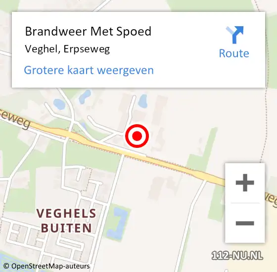 Locatie op kaart van de 112 melding: Brandweer Met Spoed Naar Veghel, Erpseweg op 21 december 2023 19:05