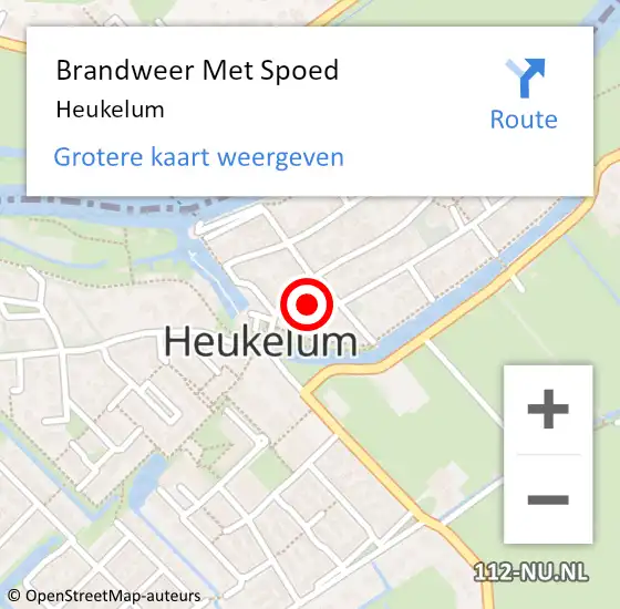 Locatie op kaart van de 112 melding: Brandweer Met Spoed Naar Heukelum op 21 december 2023 19:32