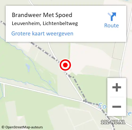 Locatie op kaart van de 112 melding: Brandweer Met Spoed Naar Leuvenheim, Lichtenbeltweg op 21 december 2023 19:33