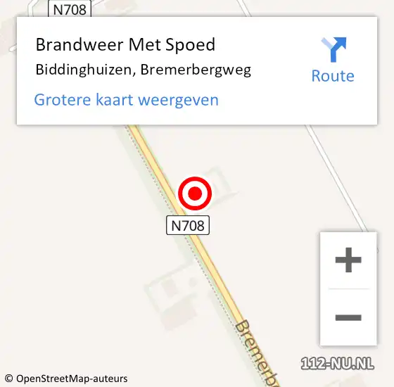 Locatie op kaart van de 112 melding: Brandweer Met Spoed Naar Biddinghuizen, Bremerbergweg op 21 december 2023 19:35