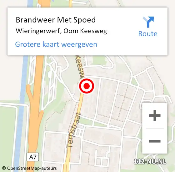 Locatie op kaart van de 112 melding: Brandweer Met Spoed Naar Wieringerwerf, Oom Keesweg op 21 december 2023 19:39