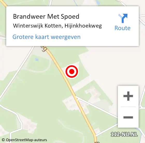 Locatie op kaart van de 112 melding: Brandweer Met Spoed Naar Winterswijk Kotten, Hijinkhoekweg op 21 december 2023 19:42