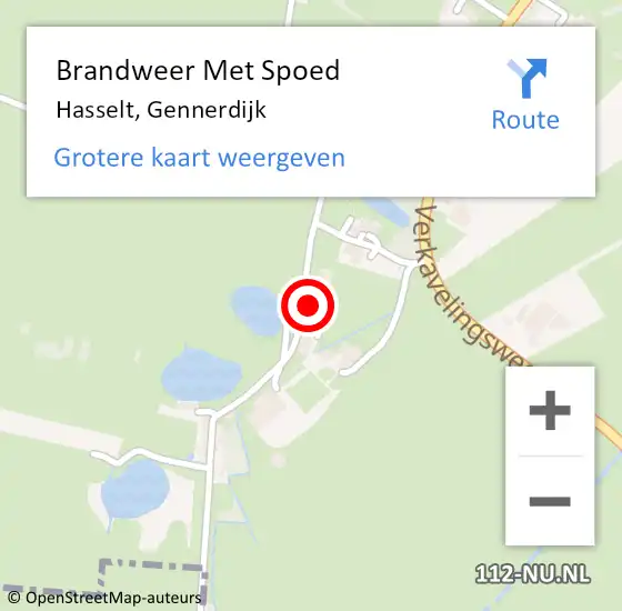 Locatie op kaart van de 112 melding: Brandweer Met Spoed Naar Hasselt, Gennerdijk op 21 december 2023 19:51