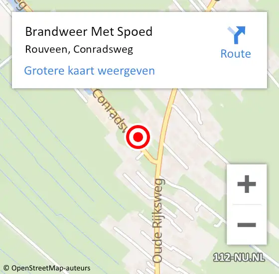 Locatie op kaart van de 112 melding: Brandweer Met Spoed Naar Rouveen, Conradsweg op 21 december 2023 19:53
