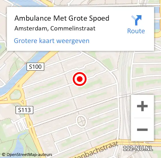 Locatie op kaart van de 112 melding: Ambulance Met Grote Spoed Naar Amsterdam, Commelinstraat op 21 december 2023 20:27