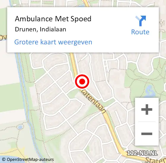 Locatie op kaart van de 112 melding: Ambulance Met Spoed Naar Drunen, Indialaan op 19 september 2014 11:08