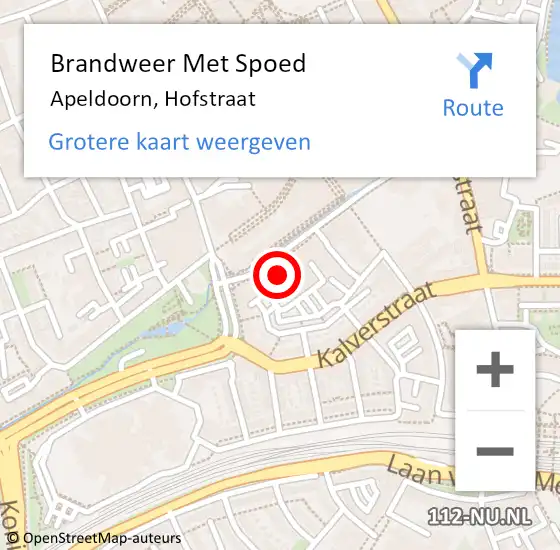 Locatie op kaart van de 112 melding: Brandweer Met Spoed Naar Apeldoorn, Hofstraat op 21 december 2023 21:31