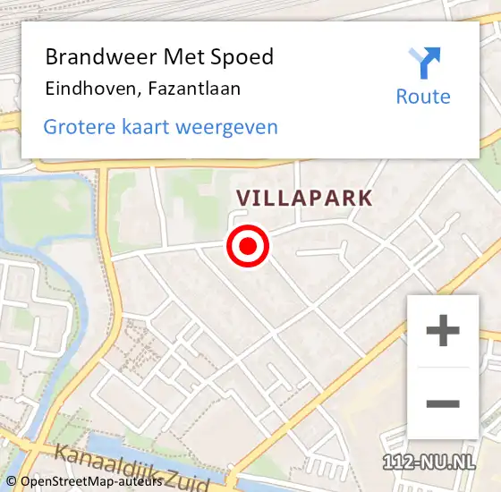 Locatie op kaart van de 112 melding: Brandweer Met Spoed Naar Eindhoven, Fazantlaan op 21 december 2023 22:10