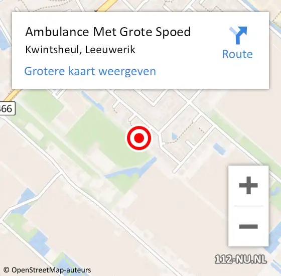 Locatie op kaart van de 112 melding: Ambulance Met Grote Spoed Naar Kwintsheul, Leeuwerik op 21 december 2023 22:30