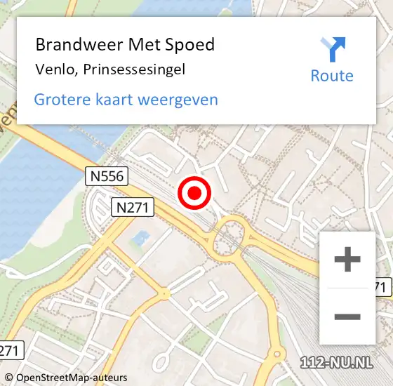 Locatie op kaart van de 112 melding: Brandweer Met Spoed Naar Venlo, Prinsessesingel op 21 december 2023 22:37