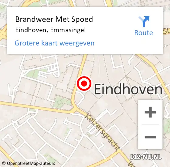 Locatie op kaart van de 112 melding: Brandweer Met Spoed Naar Eindhoven, Emmasingel op 21 december 2023 23:24