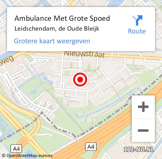 Locatie op kaart van de 112 melding: Ambulance Met Grote Spoed Naar Leidschendam, de Oude Bleijk op 22 december 2023 00:11