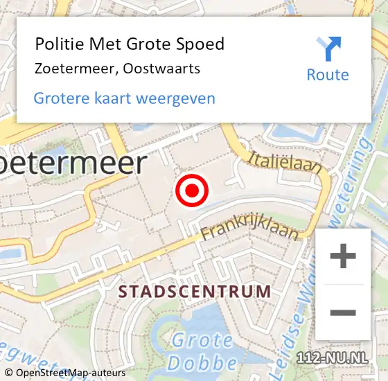 Locatie op kaart van de 112 melding: Politie Met Grote Spoed Naar Zoetermeer, Oostwaarts op 22 december 2023 00:54